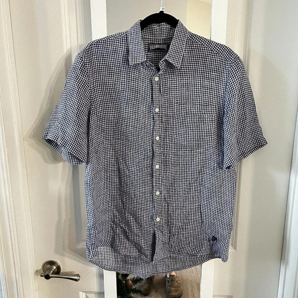 Men's Vilebrequin Button Up Short Sleeve Linen Shirt Size Small - Picture 1 of 6